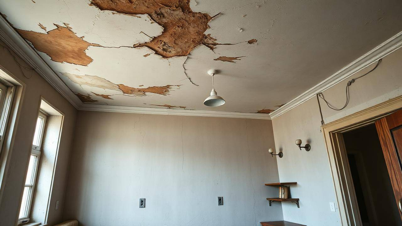 Vochtschade en schimmel op een binnenmuur die pas na verhuizing zichtbaar is geworden